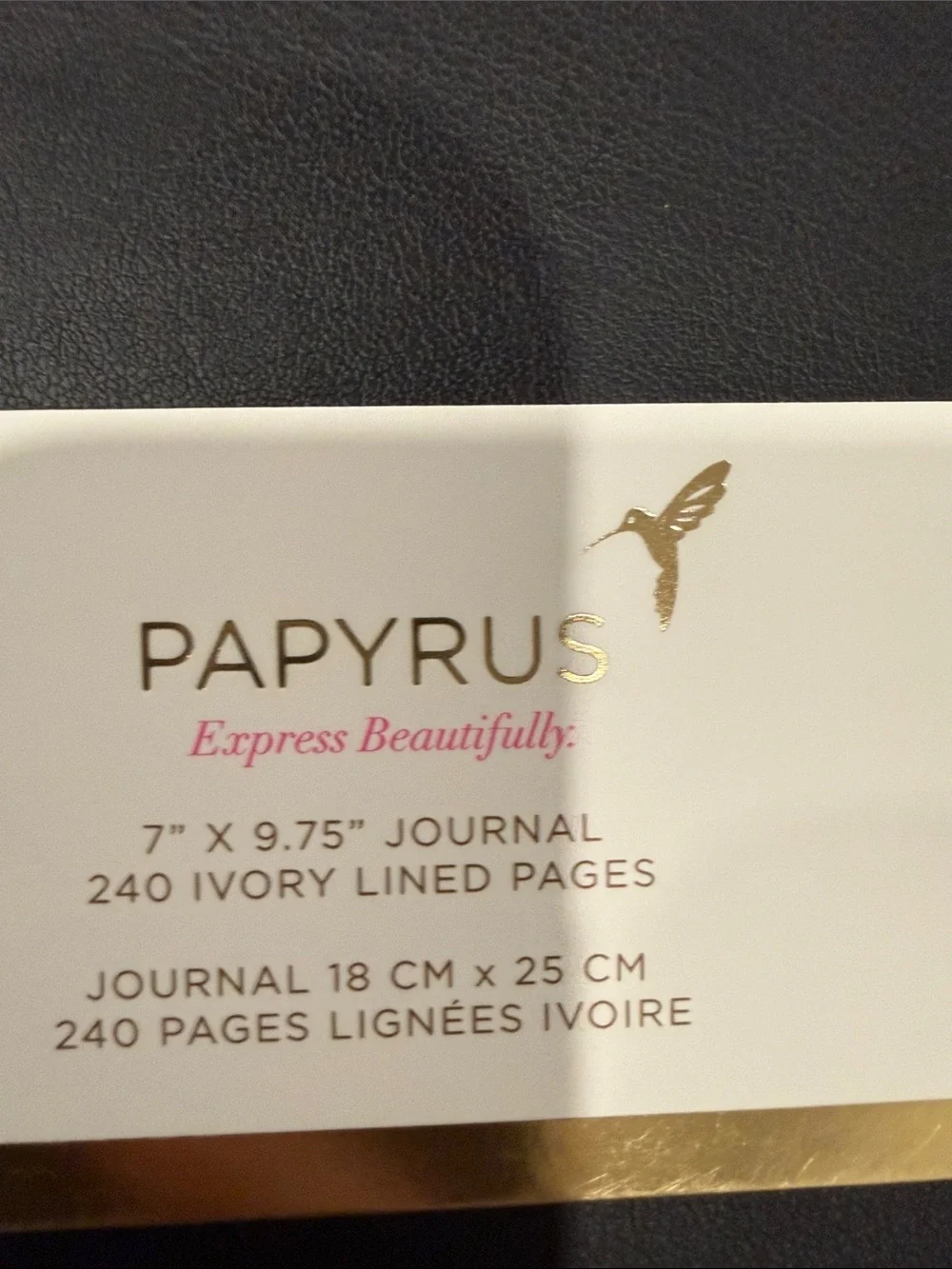 Papyrus Black Notebook with Ivory Pages and Gold Dot Pattern 7x9.5 240 pages